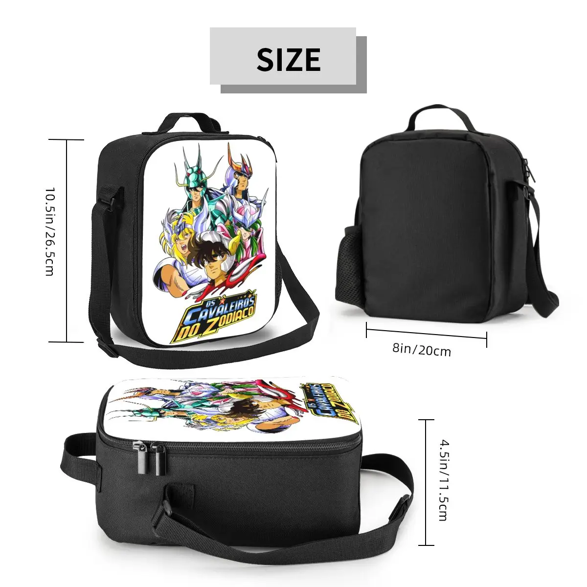 Saint Seiya Knights Of The Zodiac Lunch Box for Waterproof Cartoon Manga Thermal Cooler Food Insulated Lunch Bag Office Work