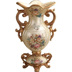 European vase ornament, living room flower arrangement, retro luxury home entrance TV cabinet, dining table floral decoration