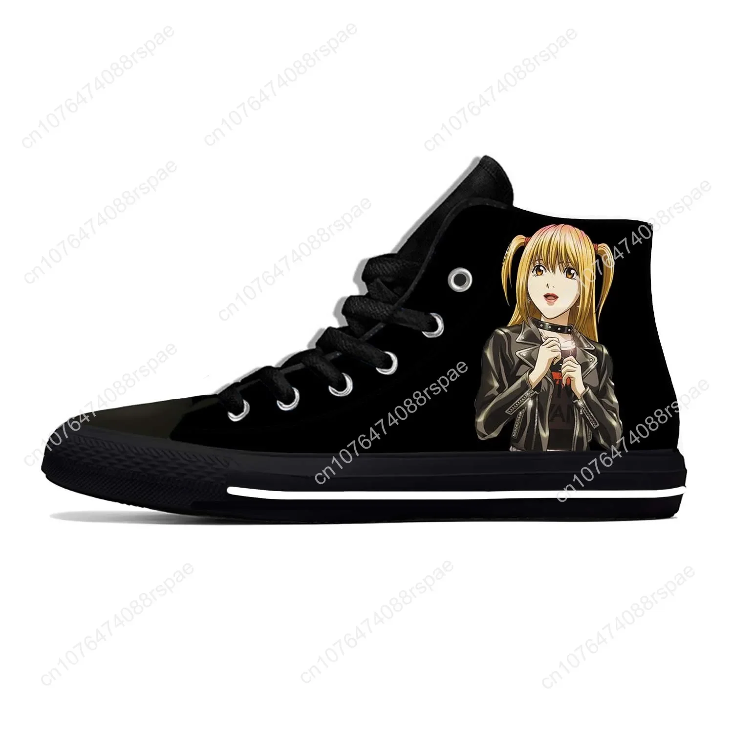 Japanse Anime Cartoon Death Note Amane Misa Schattige Casual Stoffen Schoenen Hoge Top Lichtgewicht Ademende 3d Print Heren Dames Sneakers