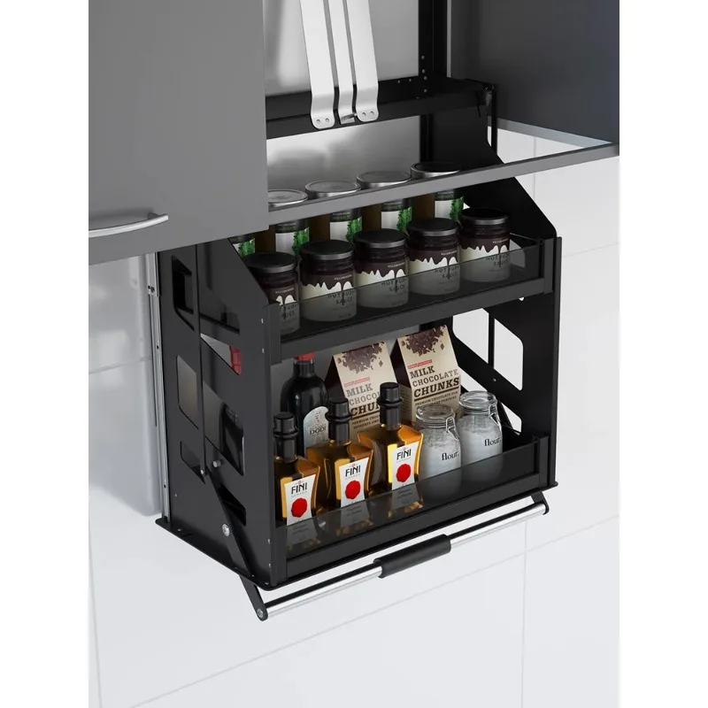 

Kitchen Hanging Cabinet Lifting Basket Double Layer Pull-down Basket Cabinet Vertical Hanging Lifting Seasoning Basket