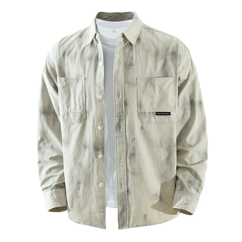 

Japanese Fashion Streetwear Mens Long Sleeves Printed Shirt Spring Summer New in Shirts Male Casual 100% Cotton Button Up Shirt
