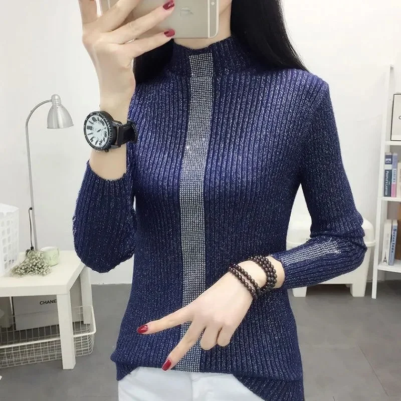 2024 Simple Women Turtleneck Sweater Winter Fashion Pullover Elastic Knit Ladies Jumper Casual Solid Black Female Basic Tops