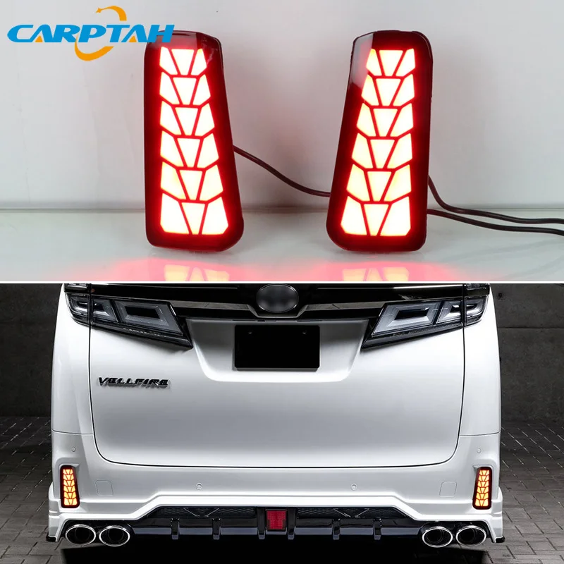 

LED Bumper Reflector Light For Toyota Vellfire AGH30 ANH30 15-21 3-in-1 Functions 12V Rear Running Lamp + Brake + Turn Signal