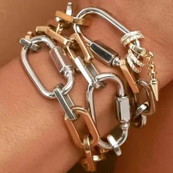 New Fashion High Quality Two-color Carabiner Bracelet for Women Stainless Steel Bracelet Gold Plated Jewelry