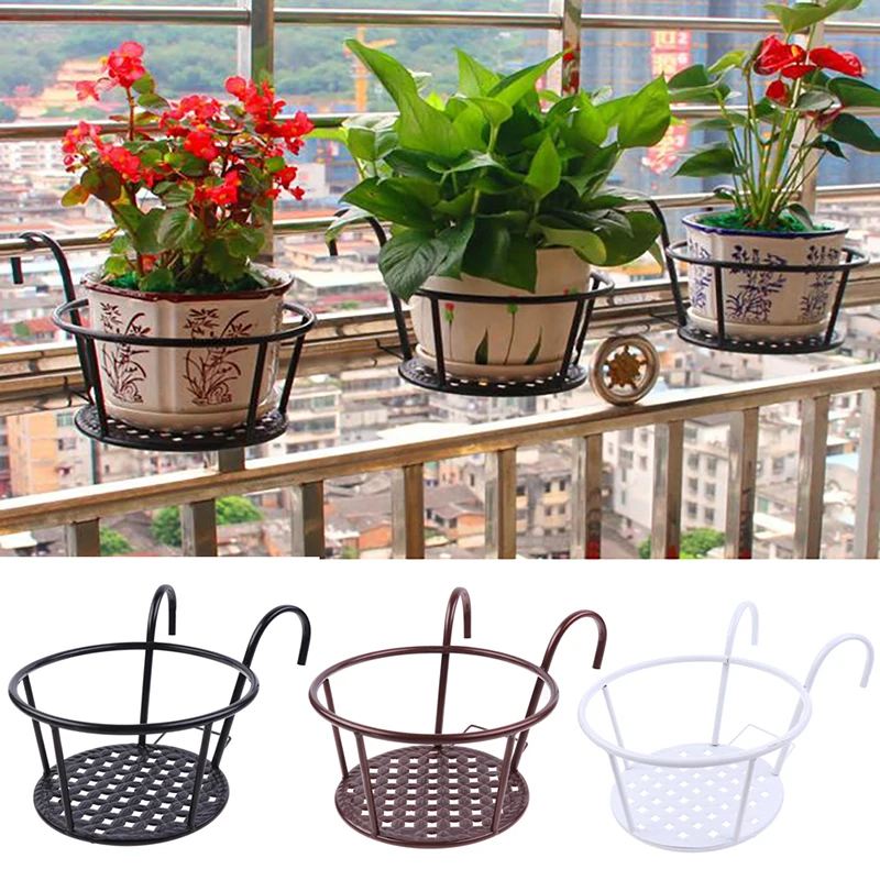 Balcony Flower Pot Hanging Stand Pot Tray Guardrail Hanging Planter Stand Flowerpot Rack