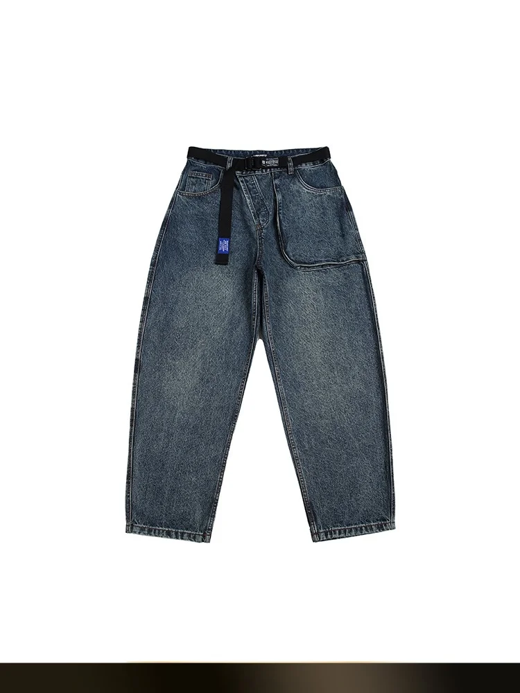 

Американские ретро-джинсы слим-фит с эффектом потертости, прямые длинные брюки, летние, новые, молодежные, повседневные, из смесового хлопка и полиэстера