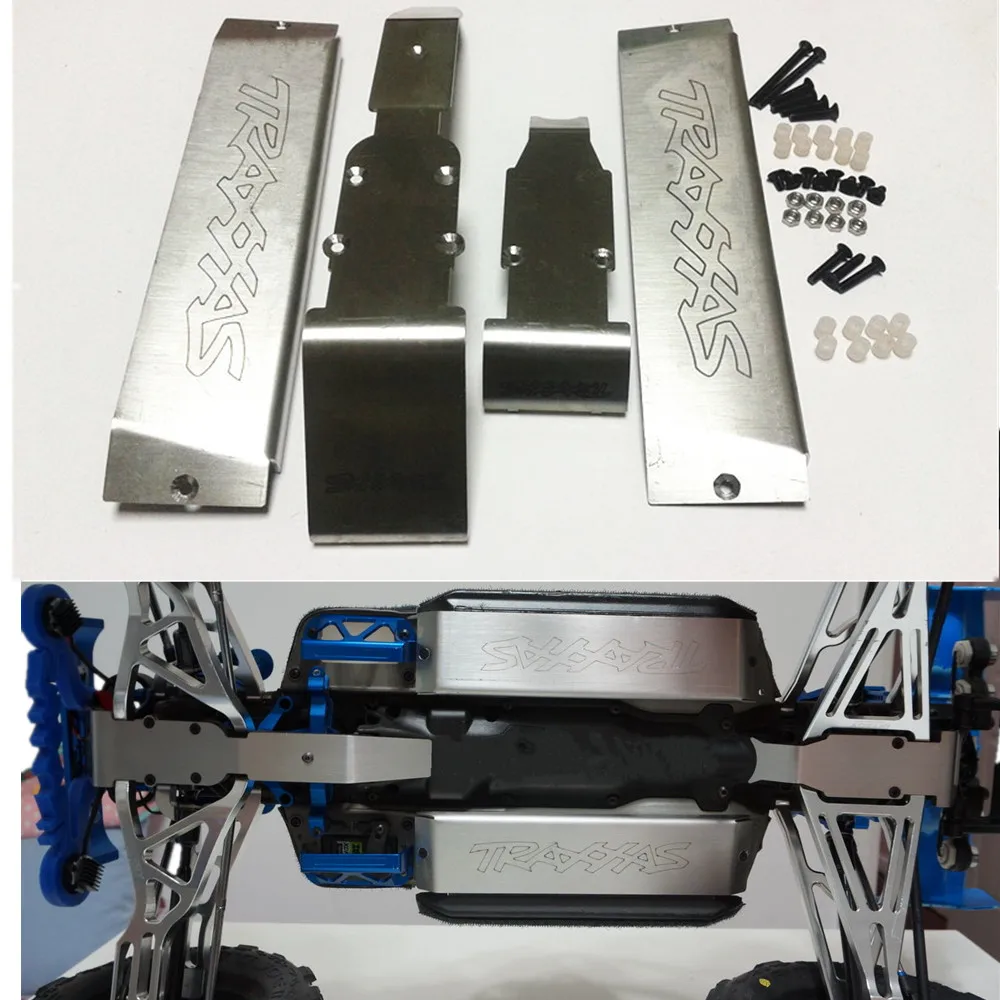 Stainless Steel Skid Plate Chassis Armor Front Middle Rear Protector For Traxxas 1/10 Old E-Revo Summit