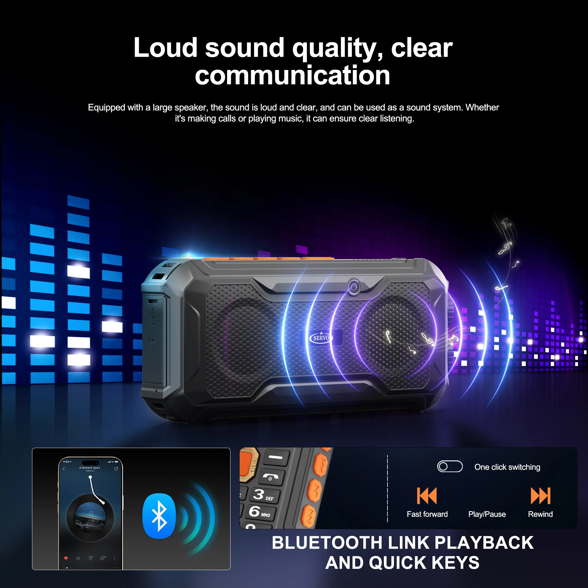 SERVO X7 PRO Kipas Mini Ponsel Senter Ganda Perekaman Panggilan Suara Ajaib Bank Daya SOS Radio FM Layar 2.8 "Ponsel 2SIM