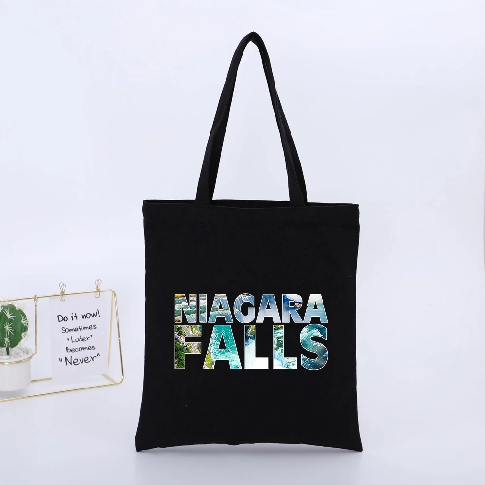 Nature Graphic Canvas Tote Bag with Letter Print, Casual Style for Daily Shopping and Outdoor Outings