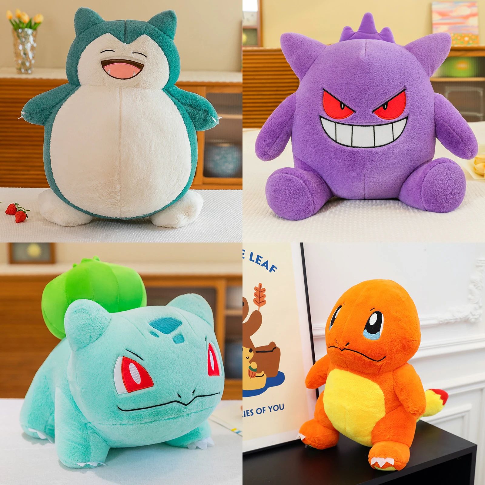 Pokemon Snorlax Charmander pluszowa zabawka Kawaii Bulbasaur Gengar kreskówka Anime pluszaki lalka urocze wypchane zabawki na prezent dla dzieci