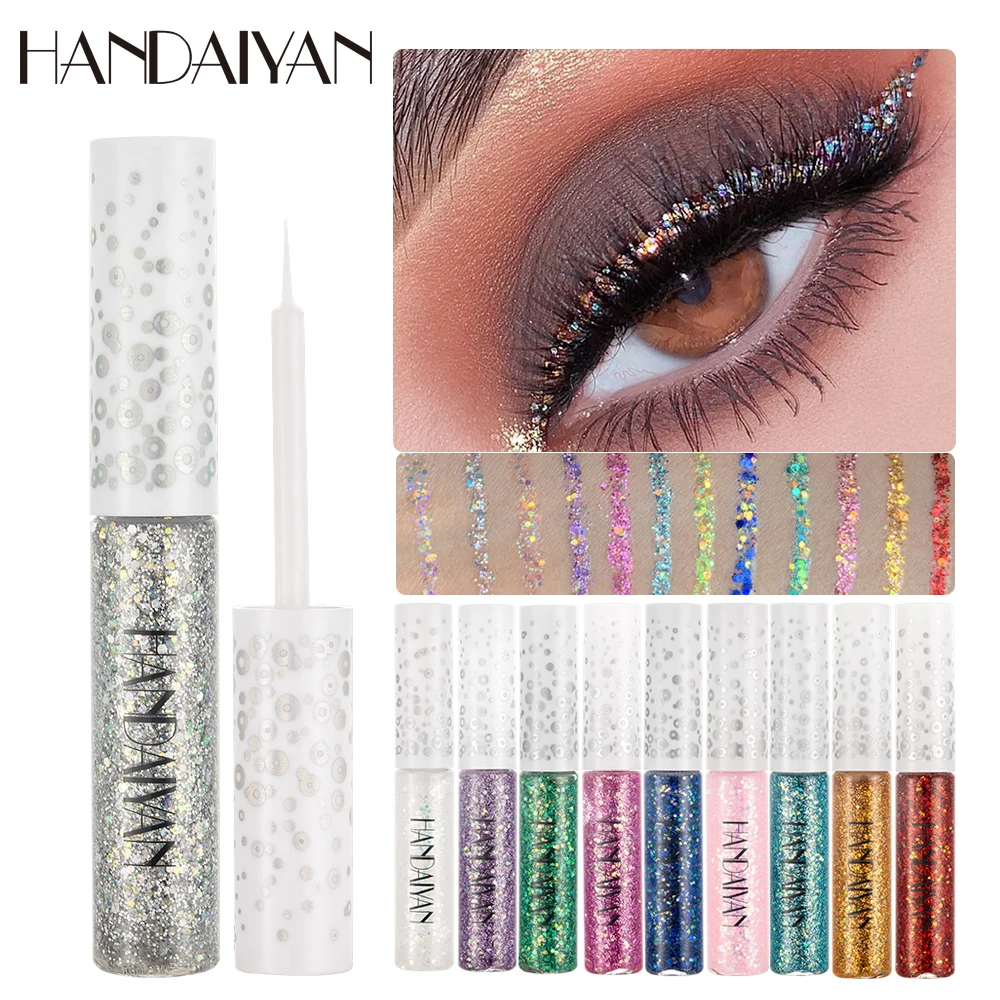 12 Colors Glitter Metallic Liquid Eyeliner Set Waterproof Long Lasting Eye Liner Pencil Pigmented Shimmer Eye Makeup Gift Kit