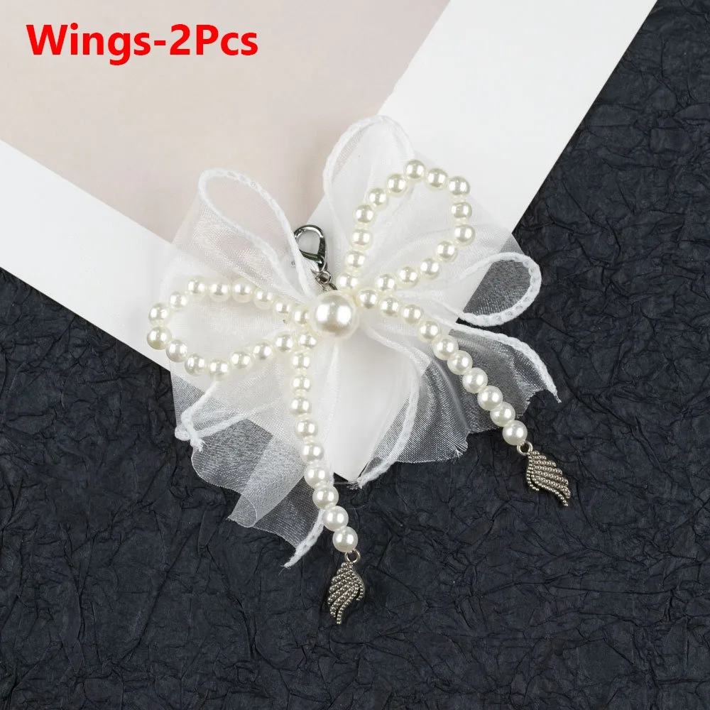

2Pcs Silk Ribbon Pearl Bowknot Shoe Laces Charms Detachable DIY Shoelaces Charm Accessories Sneakers Decorative Mary Jane Shoes