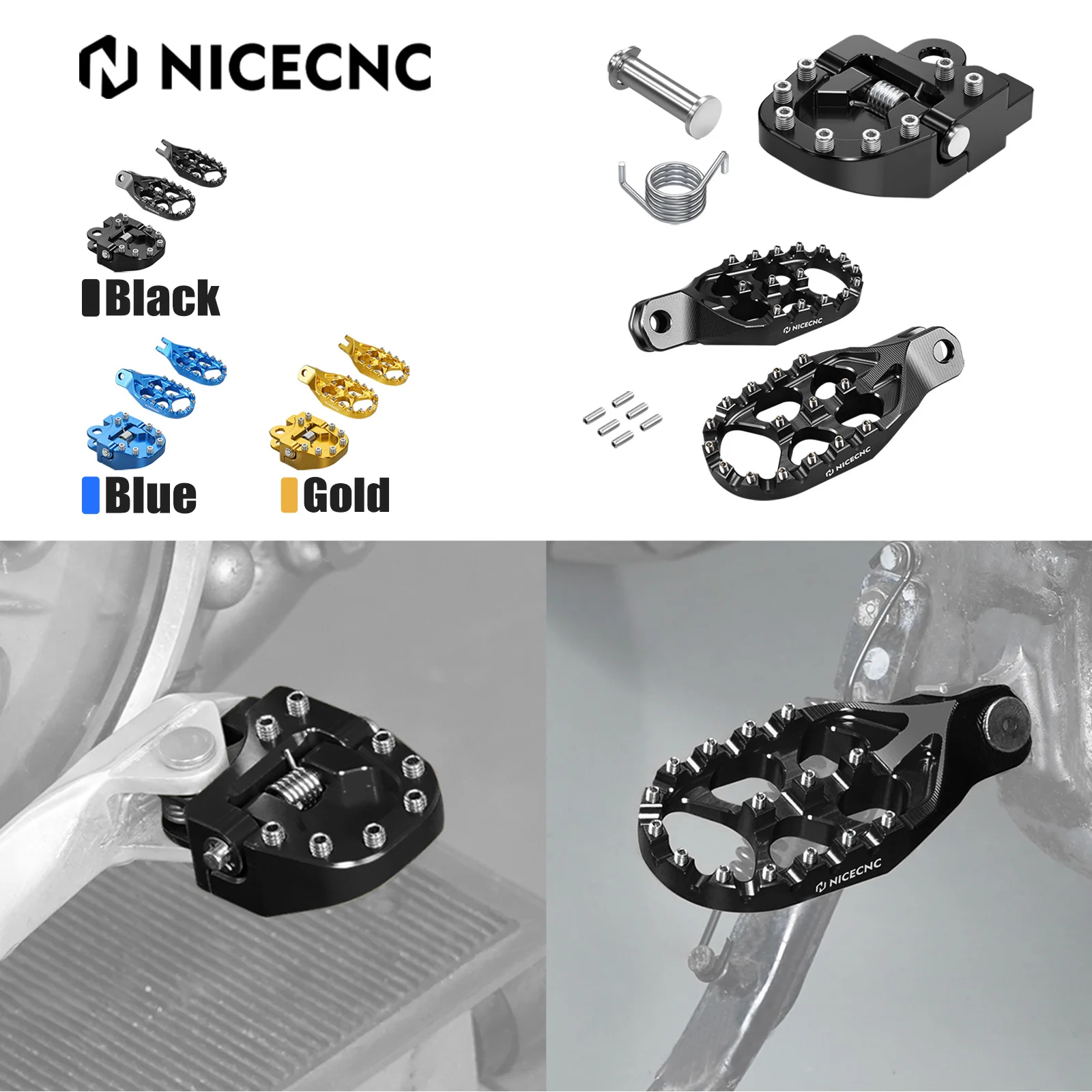 

For Suzuki DRZ 400 S DRZ400S 2000-2024 DRZ 400 SM 2005-2024 Wide Footrest Foot Pegs & Folding Brake Pedal Tip Extension Plate