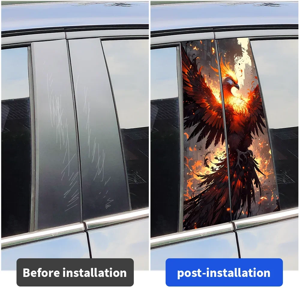 Beautiful Phoenix Car Stickers Auto B Pillar Waterproof Animals Sunscreen Decor Cover Scratches Car Doors Pillar Vinyl Decals