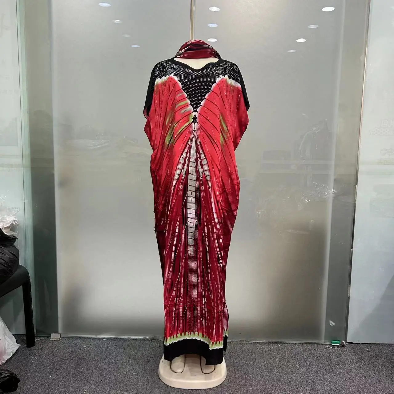 Nova moda verão cachecol diamante casual indústria pesada estampa africana vestido de algodão feminino