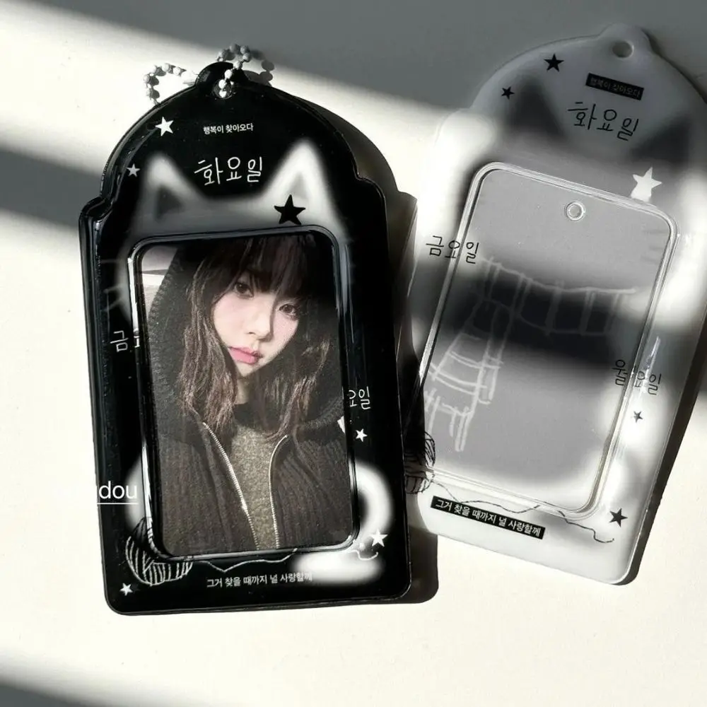 Simple 3-inch Photo Storage Photocard Case Black Cat Multifunctional Photocard Holder Idol Photos Protective Cover