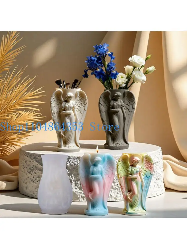 

652F Silicone Angel Planter Mold For Handmade Cement Resin Projects Smooth Surfaces Easy Release Mould
