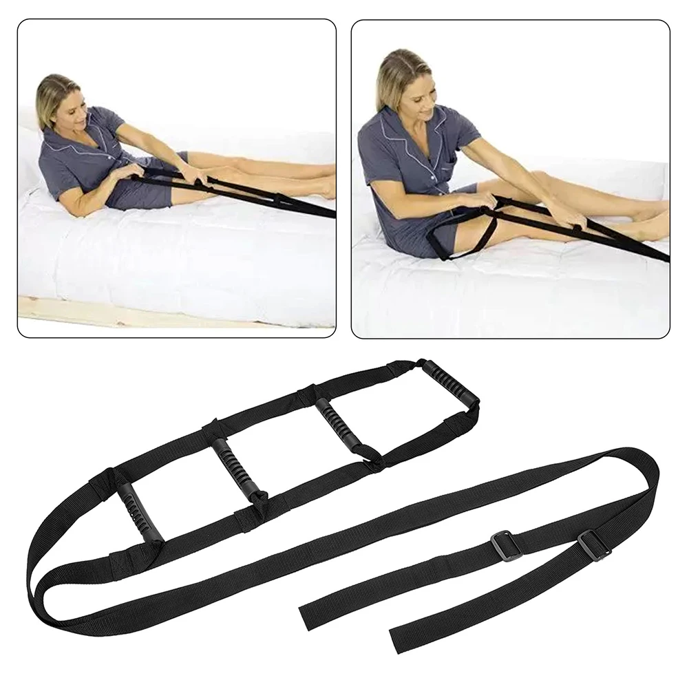 Bed Ladder Assist Strap Sit Up Pull Up Strap Adjustable Nylon with 4 Handle Bed Rail Assist Device for Patient Injury Recovery