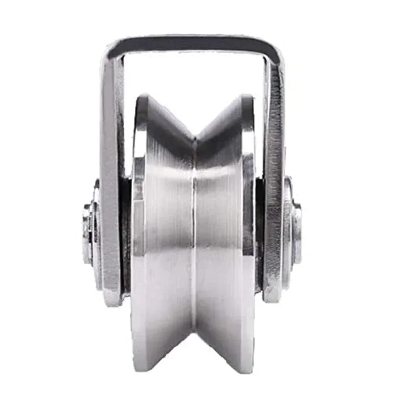 2 Inch V Type Pulley Roller 304 Stainless Steel Sliding Gate Roller Wheel Bearing for Material Handling and Moving Hardware