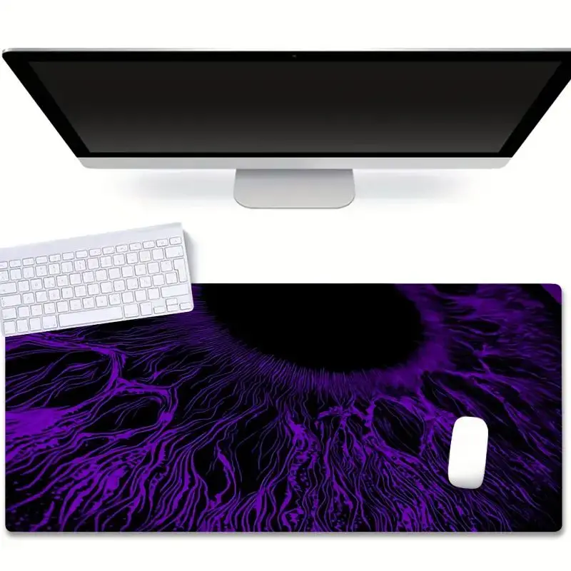 Purple Evil Eye Gaming Mouse Pad Non-slip Rubber Desk Mat Suitable for Gamers and Office Aesthetic Abstract Design