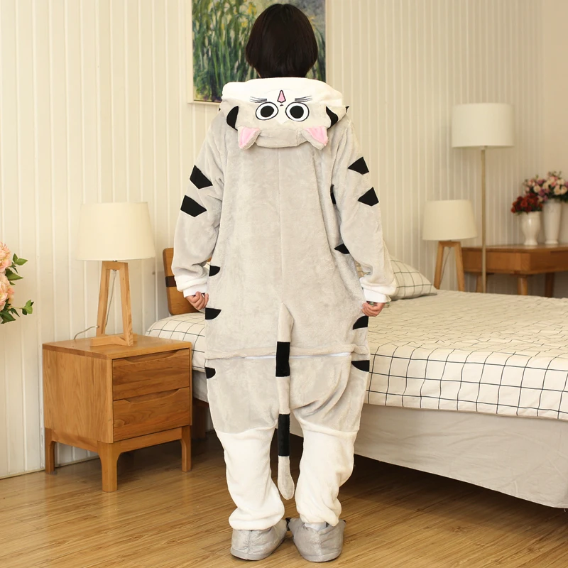 Cheese Cat Anime Cosplay Costumes Women Men Unisex Cartoon Onesie Adults Animal Jumpsuit Pajamas Sleepwear Onepiece Suits