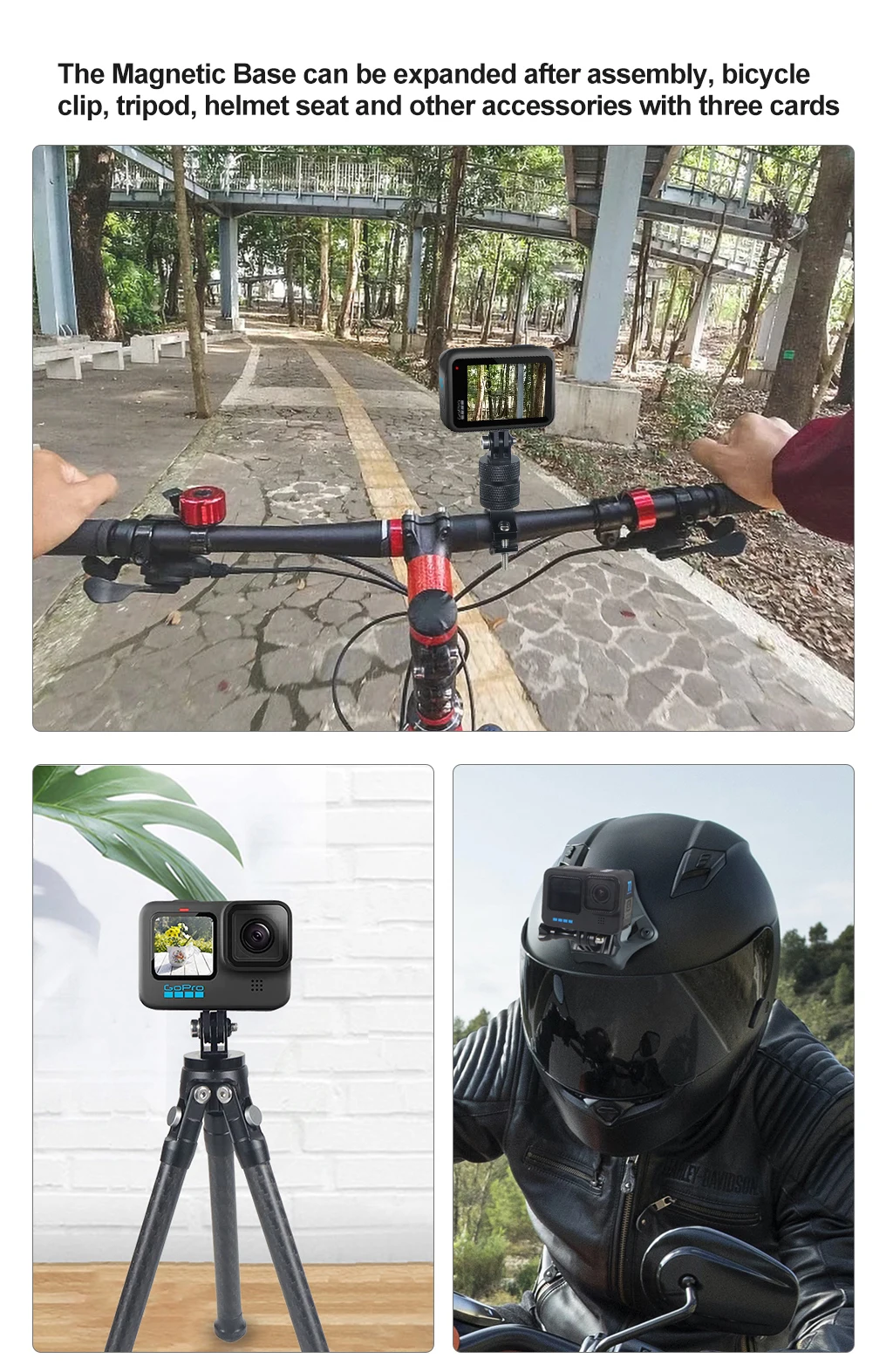 Stativ Mount Adapter Faltbare Magnetische Einbeinstativ Stick Basis 1/4 "Loch Aluminium Legierung für Insta350 DJI GoPro Action Kamera Käfig Rig – Detail 8
