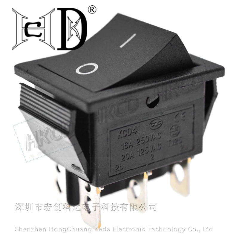 2PCS KCD4 Black Rocker Switch Power Switchs ON-OFF-ON 2/3 Position 4/6 Pins The arrow is Reset/Latch 16A 250VAC/ 20A 125VAC