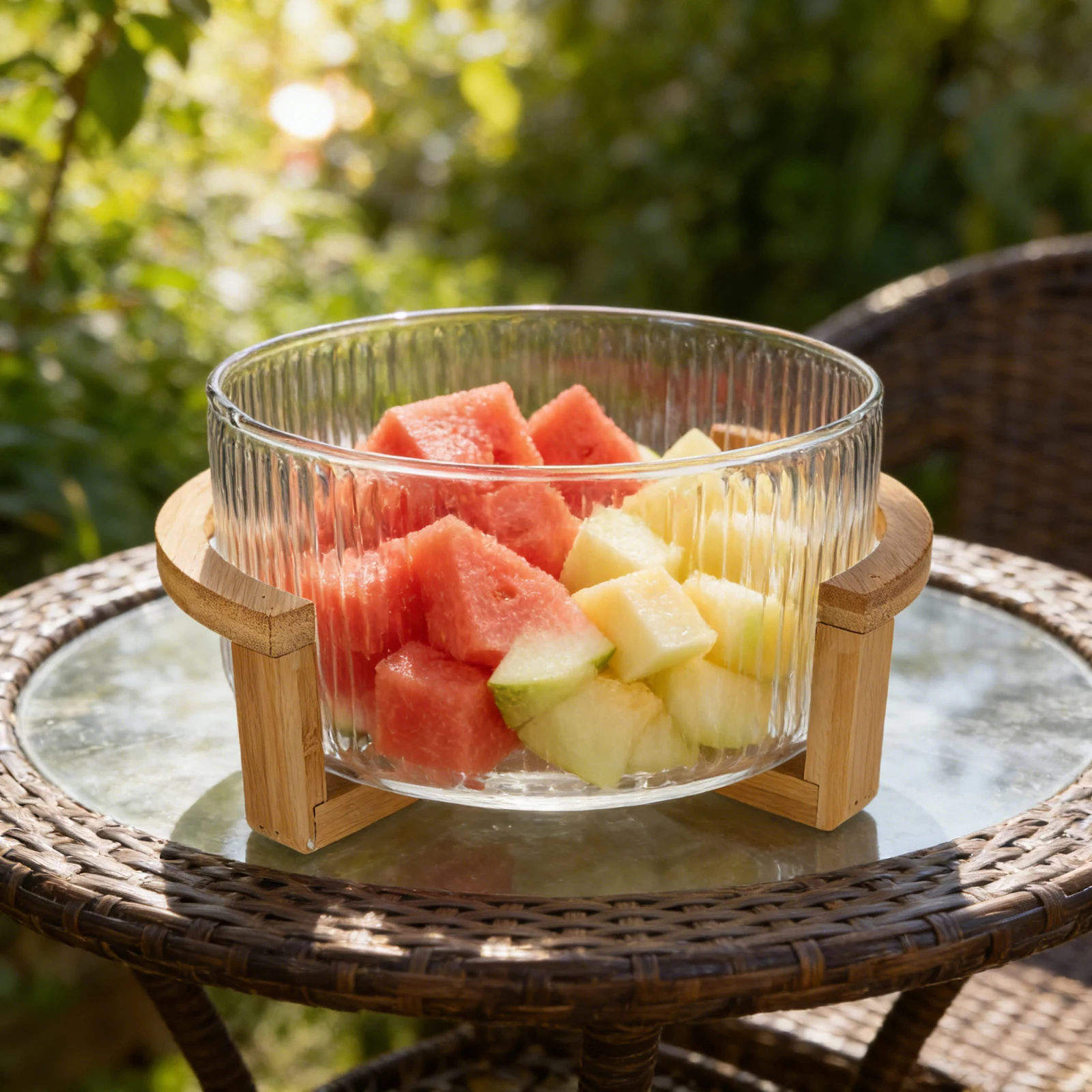 

Glass Salad Bowl Vertical Striped Transparent Fruit Plate Large Capacity Decorative Serving Bowl Ideal for Kitchen Table Display