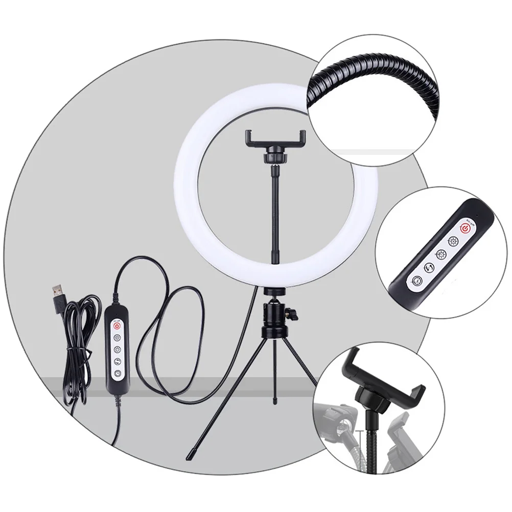 

1Set Live Broadcast LED Tripod Phone Holder Stand Foldable Selfie Stick Mobile Streaming Ring Light Photography