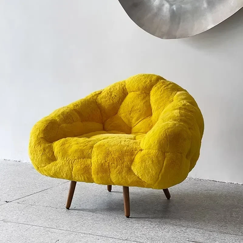 

Sofa chair Modern simple lamb wool leisure beauty salon reception chair