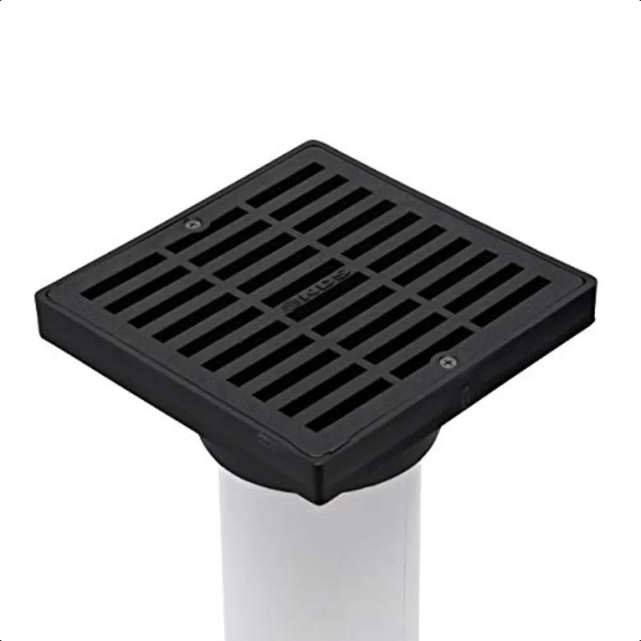 NDS 640 6-дюймовая квадратная решетка с низкопрофильным сливным адаптером, соединяет до сливных труб диаметром 3 и 4 дюйма и фитинги для небольших газонов L