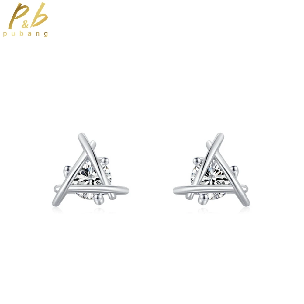 

PuBang Fine Jewelry 925 Sterling Silver Sparkling VVS Gem High Carbon Diamond Stud Earrings for Women Wedding Gift Drop Shipping