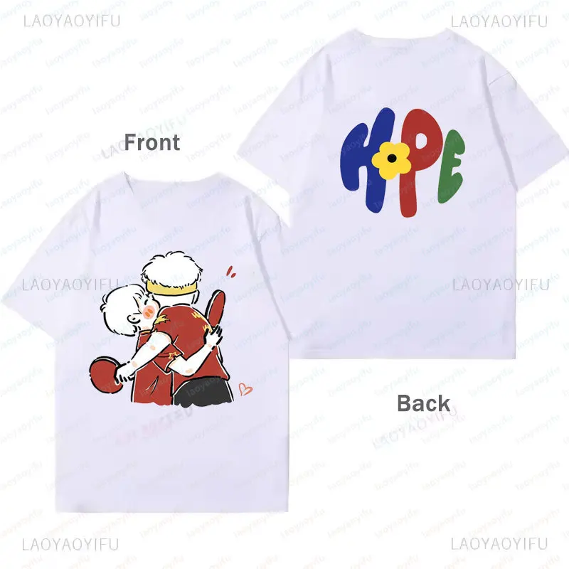 Sun Yingsha Short Sleeve T Shirt Summer 2 Side Printed Tee Table Tennis Lovers Clothes Crewneck Sport Top Ping-pong Camisetas