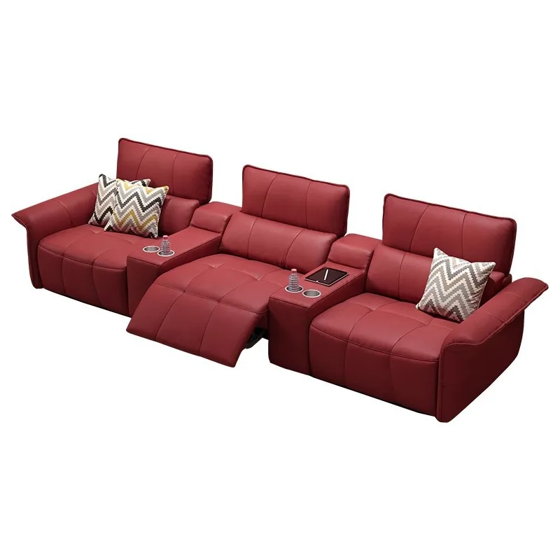 

Home theater functional sofa living room high-end villa audio-visual room film and television hall leather electric sofa
