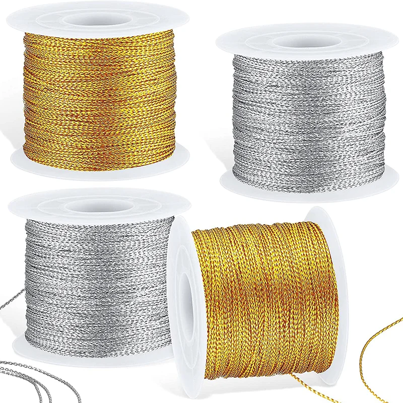 

20Meter/Roll Metallic Elastic Cords Stretch Cord Ribbon Metallic Tinsel Cord Rope for Jewelry Making Craft Making Gift Wrapping