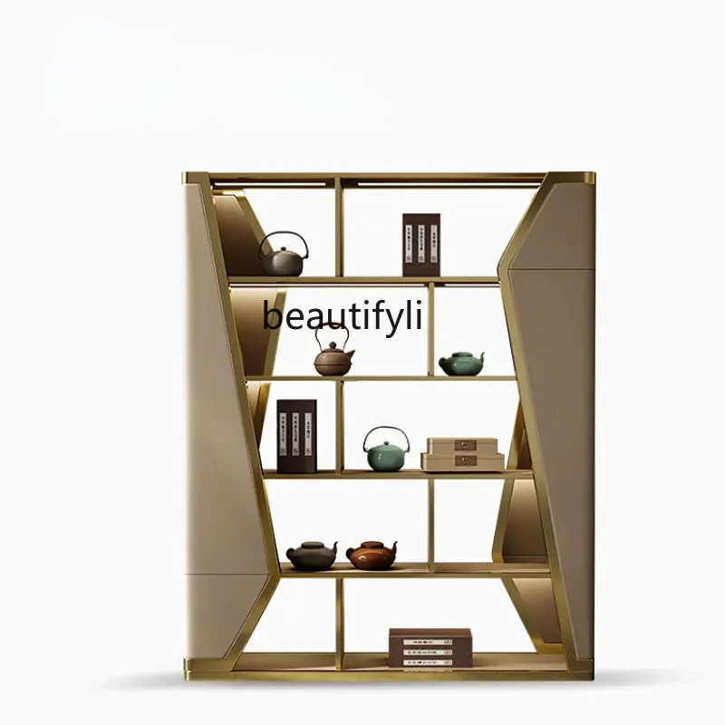 yj Light Luxury Bookshelf Metal Study Floor Shelf Stainless Steel Office High-End Creative Bookcase