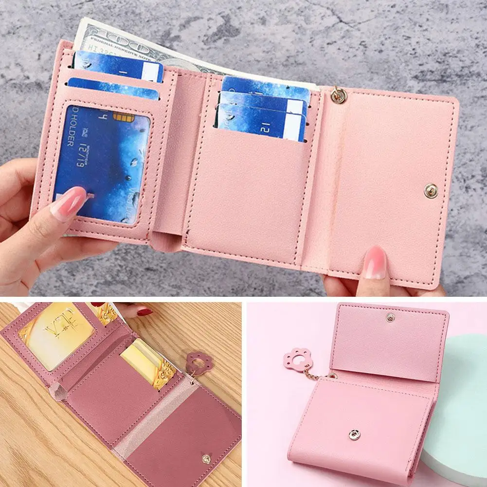 Korean Cute Cartoon Cat Women Wallets Small Credit Holder Wallets PU Girls Portable Leather Coin Card Gifts Wallet Purses S T9Z6