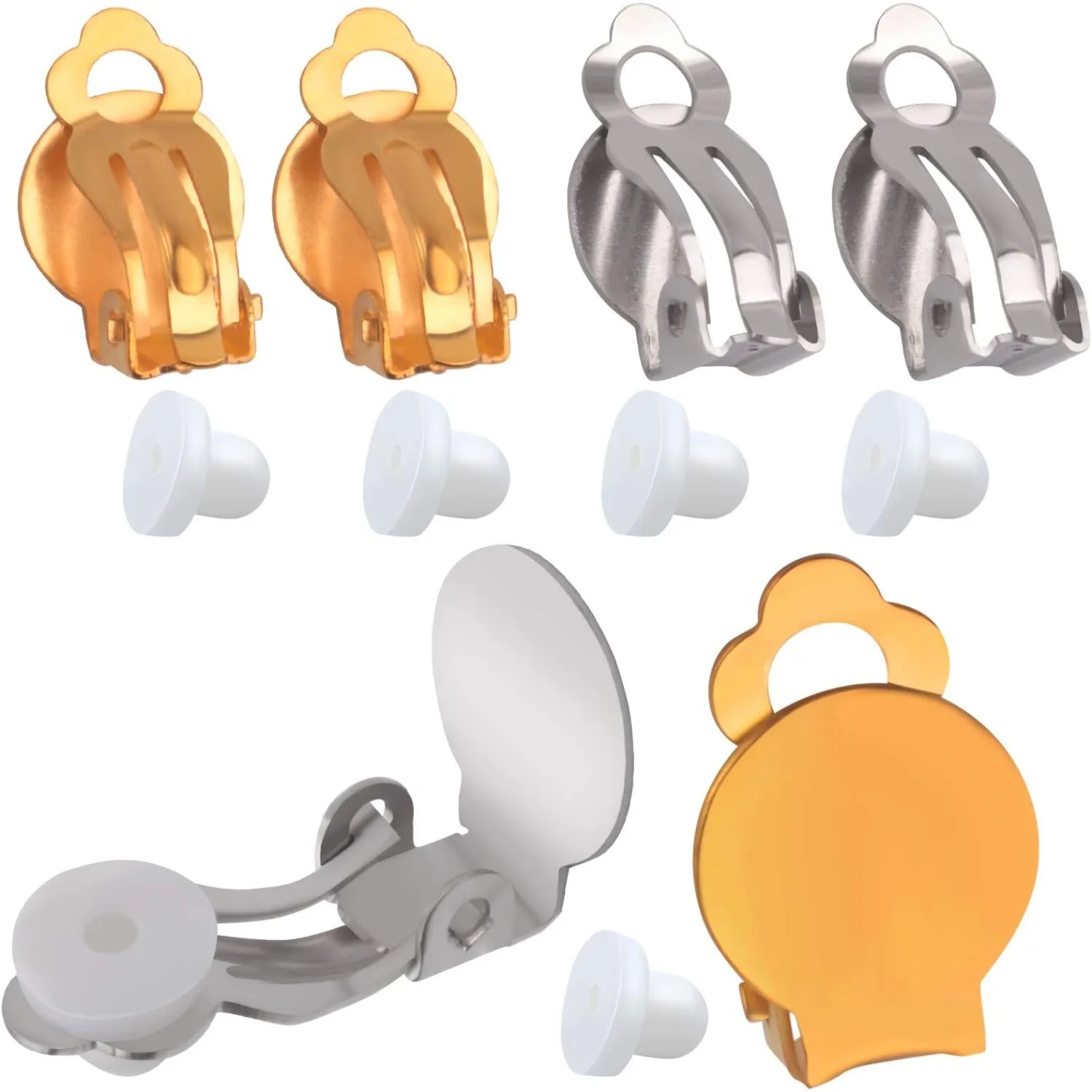 

20 шт. круглые плоские зажимы для сережек с подносом, пустые компоненты для установки сережек с 20 шт. подушечки для сережек без пирсинга, серьги «сделай сам»