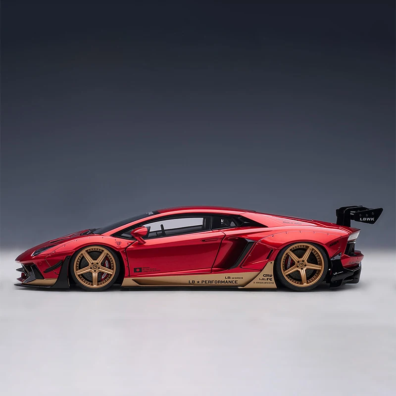 AUTOart Liberty Walk w skali 1:18 LB-Works Lamborghini Aventador edycja limitowana (Hyper Red) aluminiowe modele samochodów kolekcjonerskich, wysyłka teraz