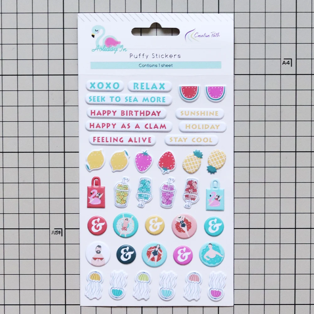 Creative Path Puffy Mini Scrapbooking Journaling Sticker Wiederverwendbare Kleine Vase Stern Herz Motivierende Sätze Deko-Sticker – Detail 1