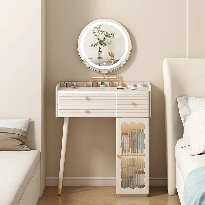 Cream wind dressing table 60CM small bedroom dressing table mini small apartment dressing table storage cabinet integrated