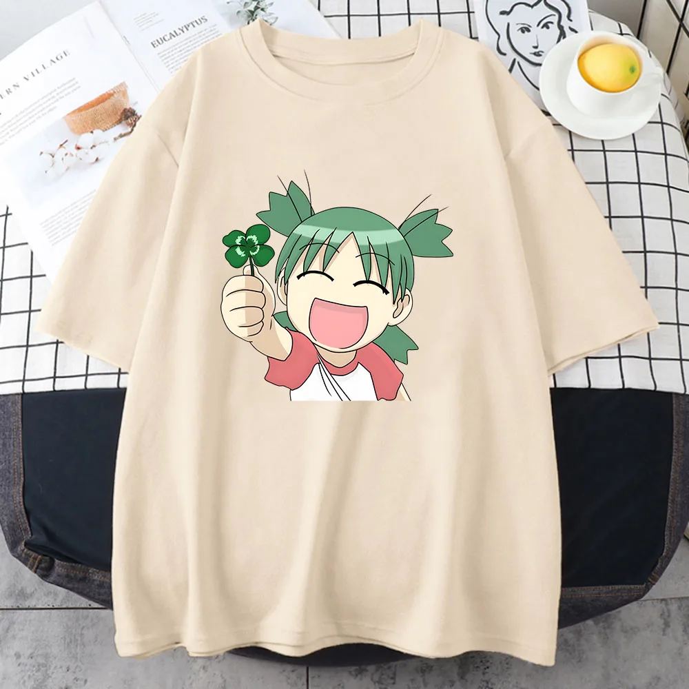 Azumanga Daioh Yotsuba T-shirt donna Cartoon Harajuku Kawaii/cute Fashion magliette 100% cotone magliette Lucky Clover Happy Smile