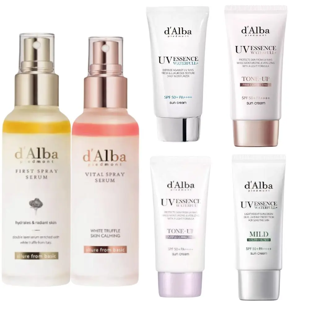 جوهر رذاذ الكمأة البيضاء من d'Alba يغذي عميقًا لترطيب البشرة وتفتيح الوجه SPF50 + واقي من الشمس للحماية من الأشعة فوق البنفسجية
