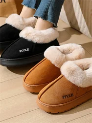 Msfilia Winter Large Size Thick Bottom Indoor Suede Slippers Casual Velvet Fur Cotton Shoes Women Anti Slip Slippers