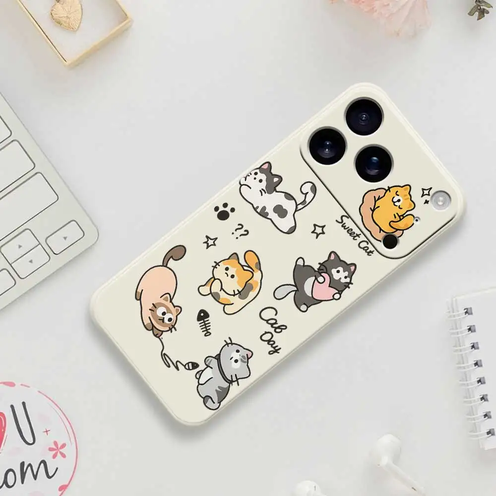 

Cute Cat Pattern Phone Case For iPhone 17 Pro Max 17 Air 16 15 14 Plus 13 12 11 Pro Max XS Max 7 8 Plus 16E Silicone Soft Cover