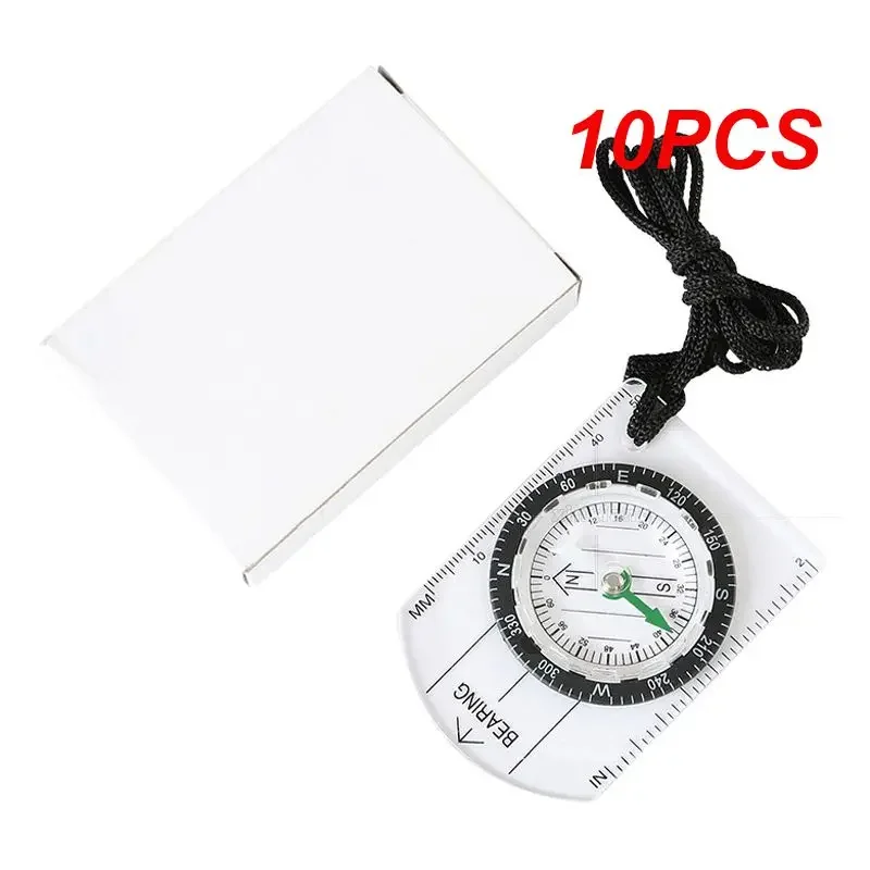 

10PCS Outdoor Camping Hiking Transparent Plastic Compass Compass Proportional Footprint Travel Compass Tools travel