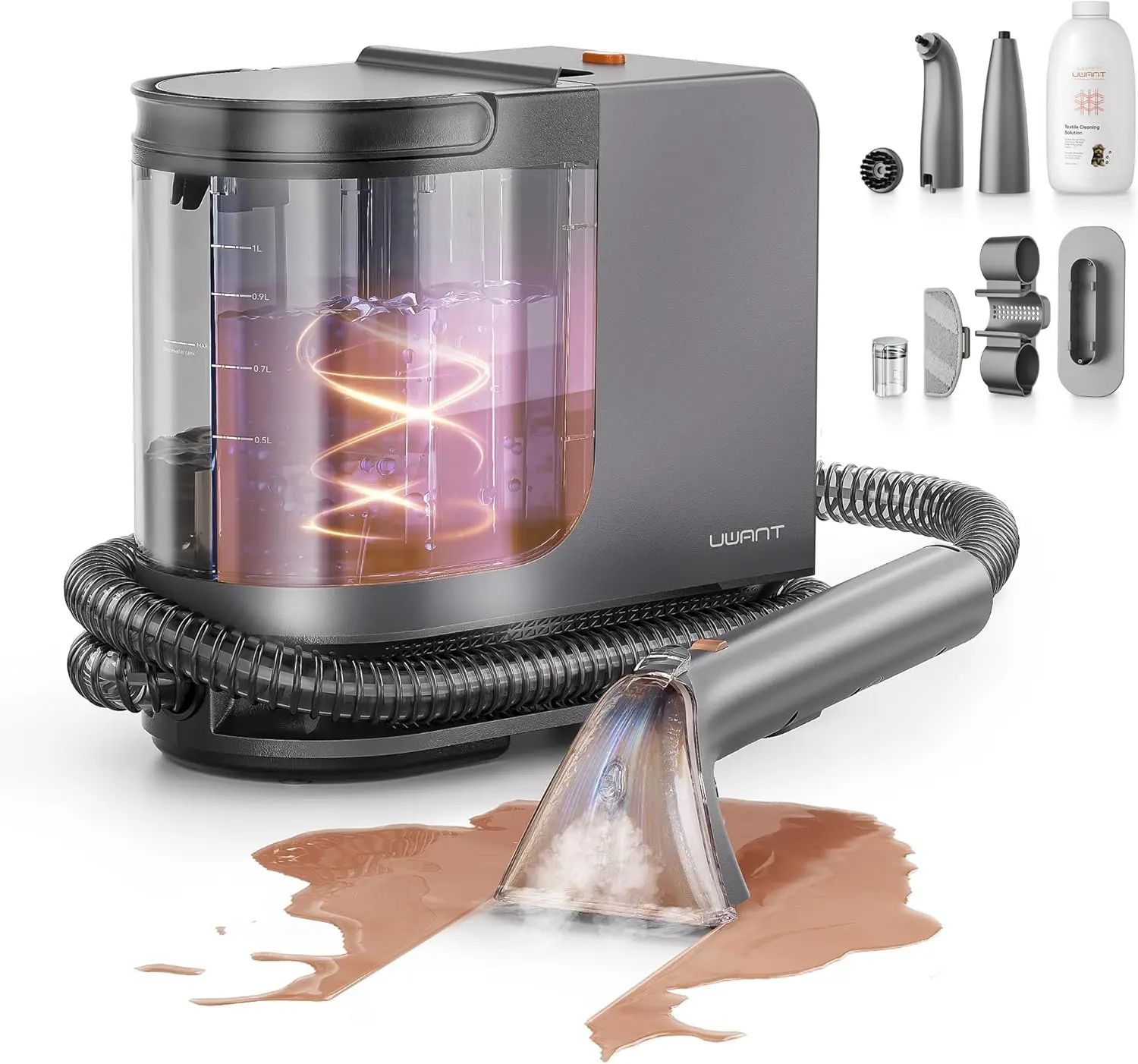 

Portable Carpet Cleaner with Steam& Heating System 18Kpa Powerful Suction Carpet Cleaner with 4 Cleaning Tools&amp