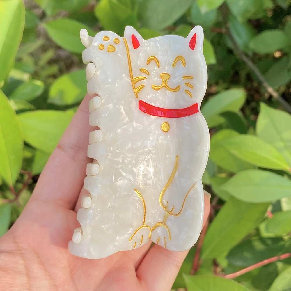 

AENSOA модные аксессуары для волос с героями мультфильмов Maneki Neko, новый стиль, акриловая индивидуальная женская заколка с высоким хвостом, фиксированная шпилька