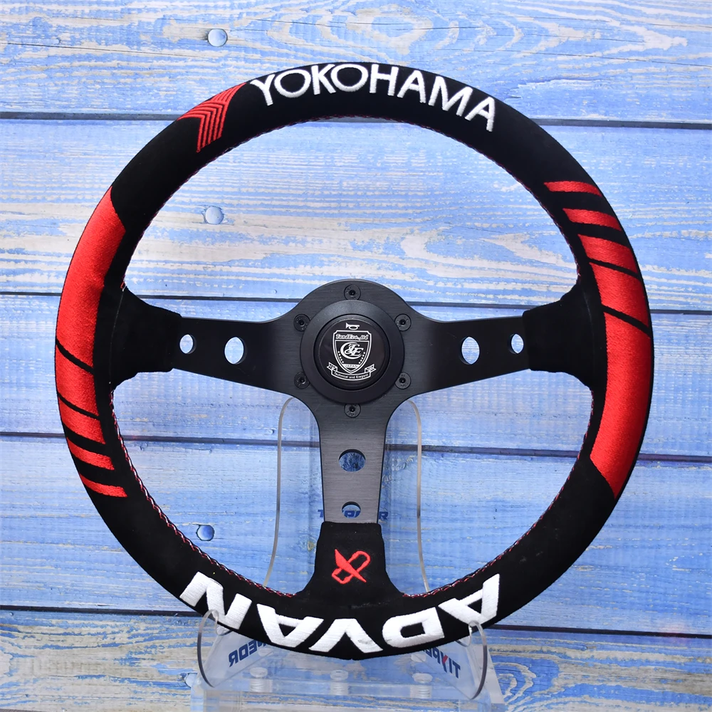 

VERTEX RACING STEERING 320mm Collaboration Steering Wheel Black Genuine Leather Racing Steering Wheel with YOKOHM and ADVA Logo