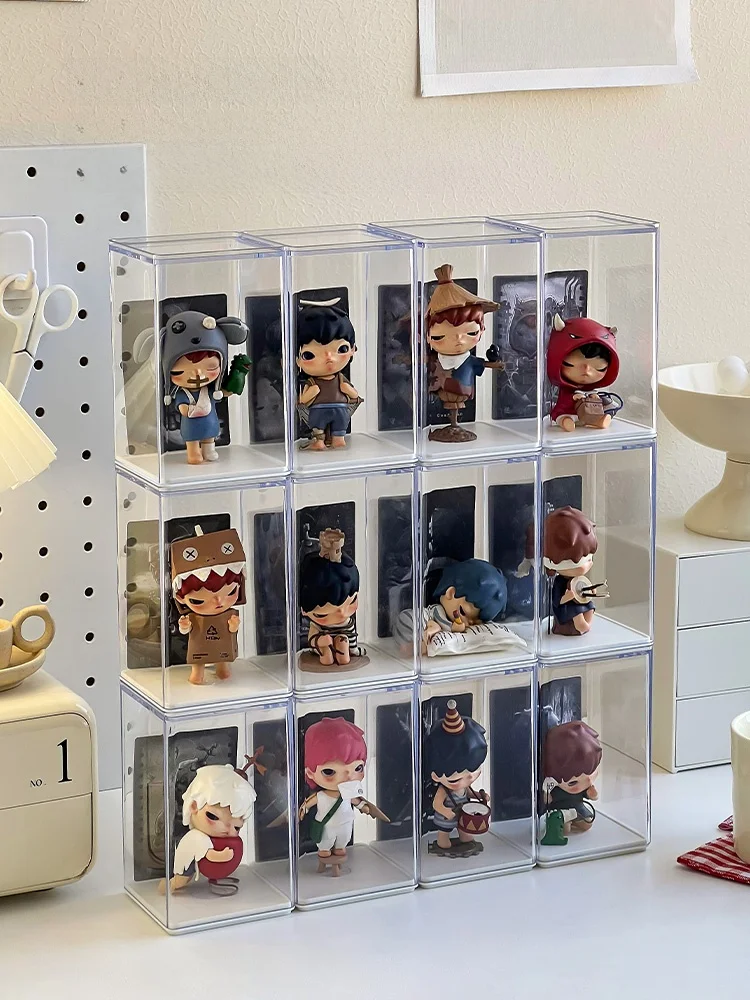 

Bubble Monster Acrylic Display Stand Dustproof Storage Box Single Doll owcase Holder for Small Wild Figurines Organization